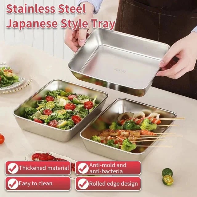 Stainless Steel Square Plate(With Lid)