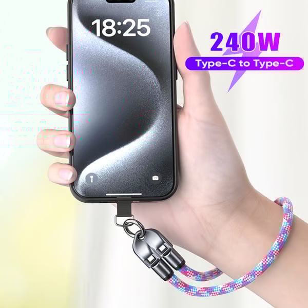 🔌240W C to C Charging Cable with Portable Wristband Design