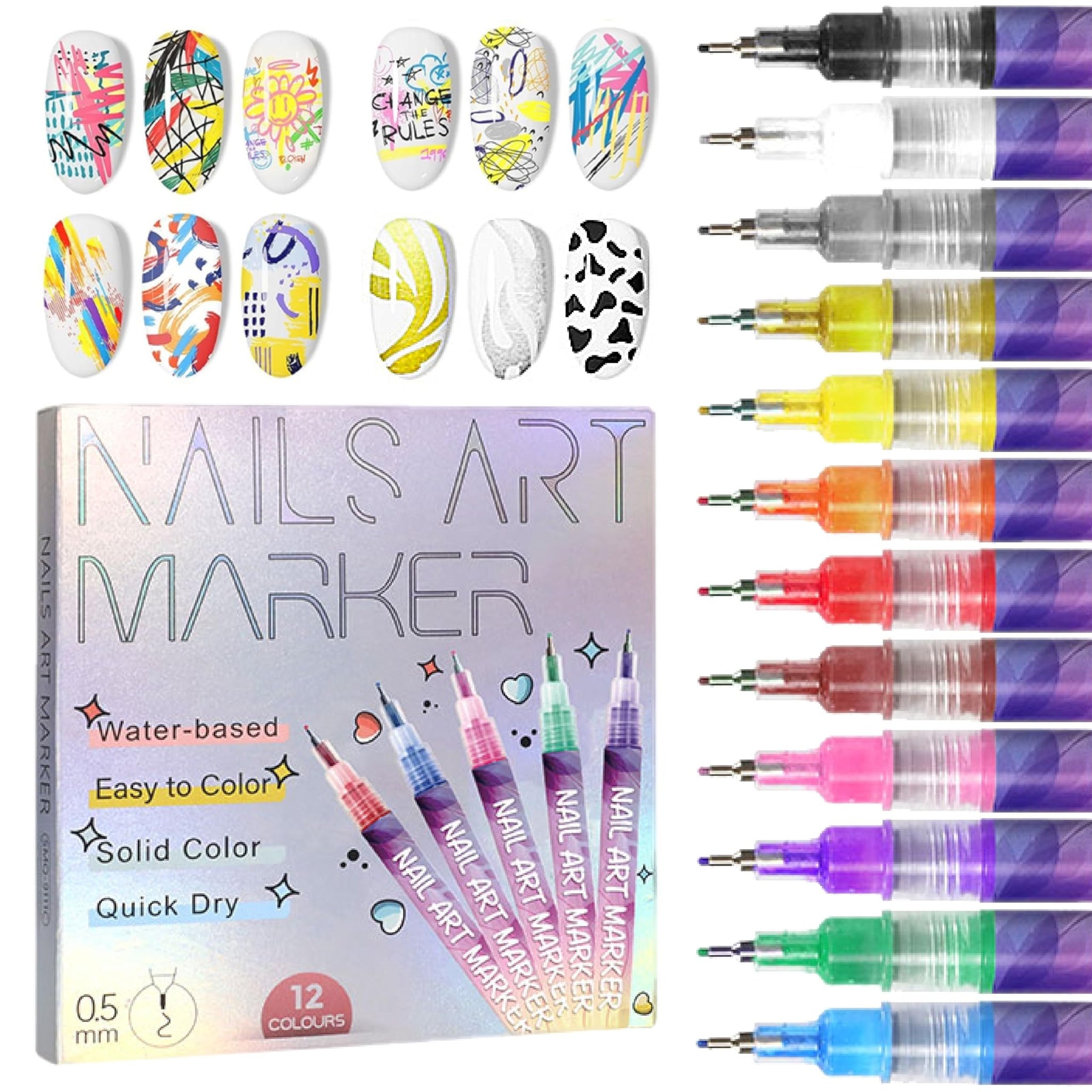 🎨12 Colors Nail Art Pens Set